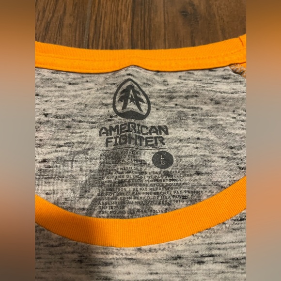 American Fighter 1974 3/4 length sleeve shirt Large fitted women’s style orange - Picture 5 of 6